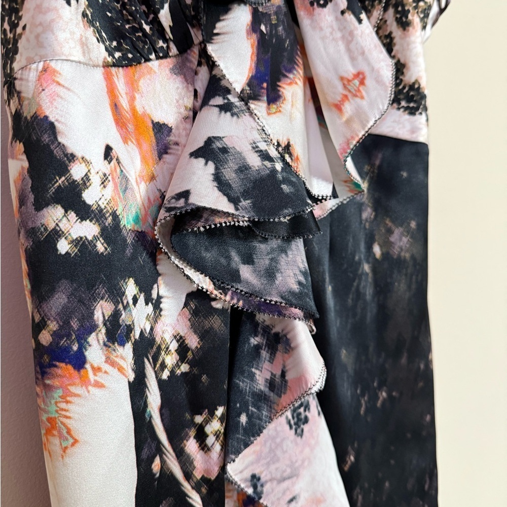 Ted Baker London 100% Silk Ruffle Spaghetti Strap Maxi Dress Gown Black 0 - Picture 5 of 11